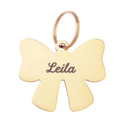 Lady Bow Pet ID Tag in Stainless Steel, Gold Tone
