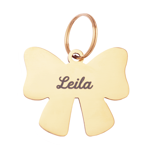 Lady Bow Pet ID Tag in Stainless Steel, Gold Tone