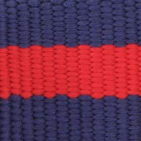 Navy & Red Striped Cotton Dog Collar with Metal Hardware
