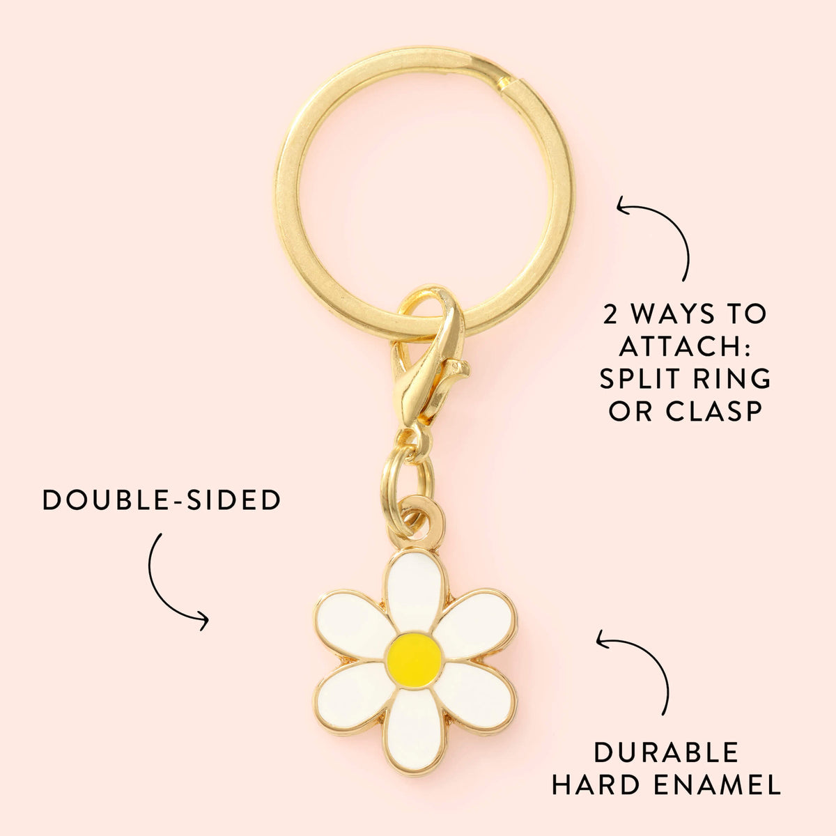 Daisy Enamel Dog Collar Charm, Double-Sided