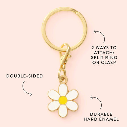 Daisy Enamel Dog Collar Charm, Double-Sided