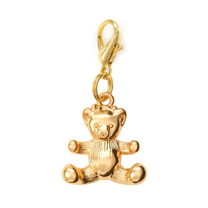 Gold Teddy Bear Collar Charm with Lobster Clasp