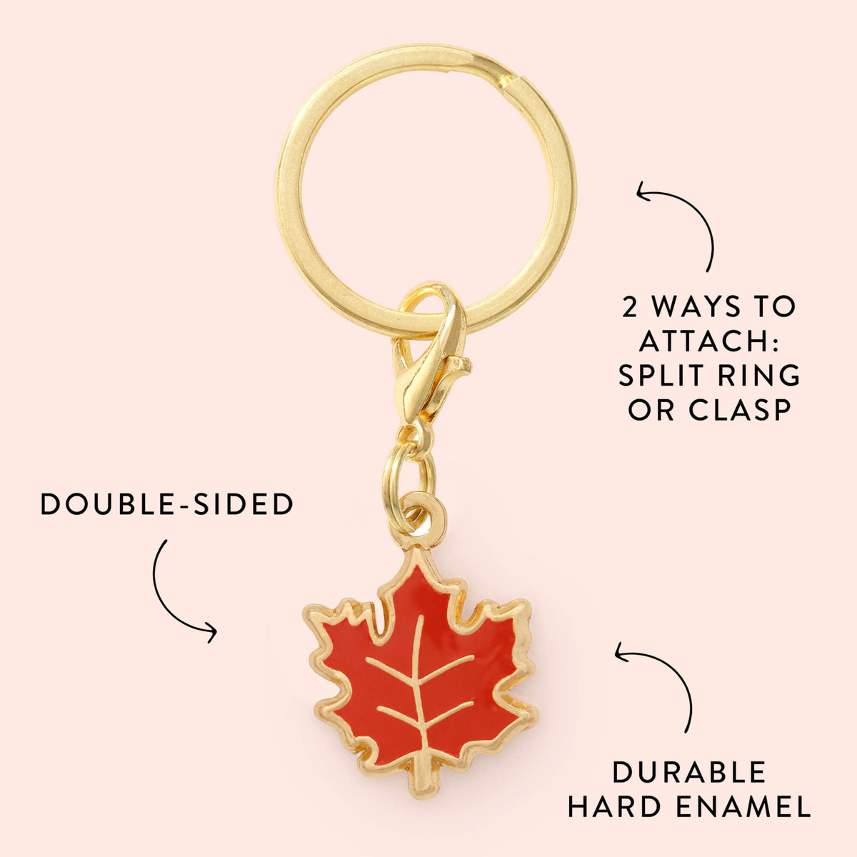 Enamel Maple Leaf Dog Collar Charm, Double-Sided