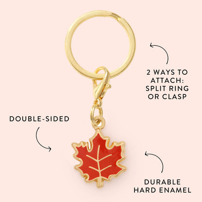 Enamel Maple Leaf Dog Collar Charm, Double-Sided
