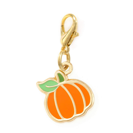 Pumpkin Enamel Dog Collar Charm, Double-Sided