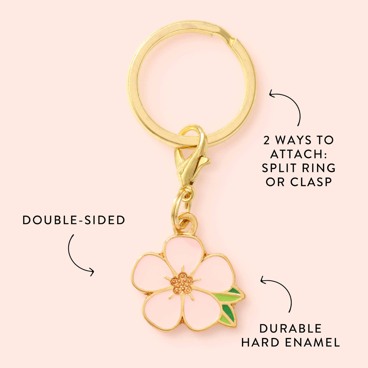 Pink Cherry Blossom Dog Collar Charm, Double-Sided Enamel