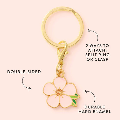 Pink Cherry Blossom Dog Collar Charm, Double-Sided Enamel