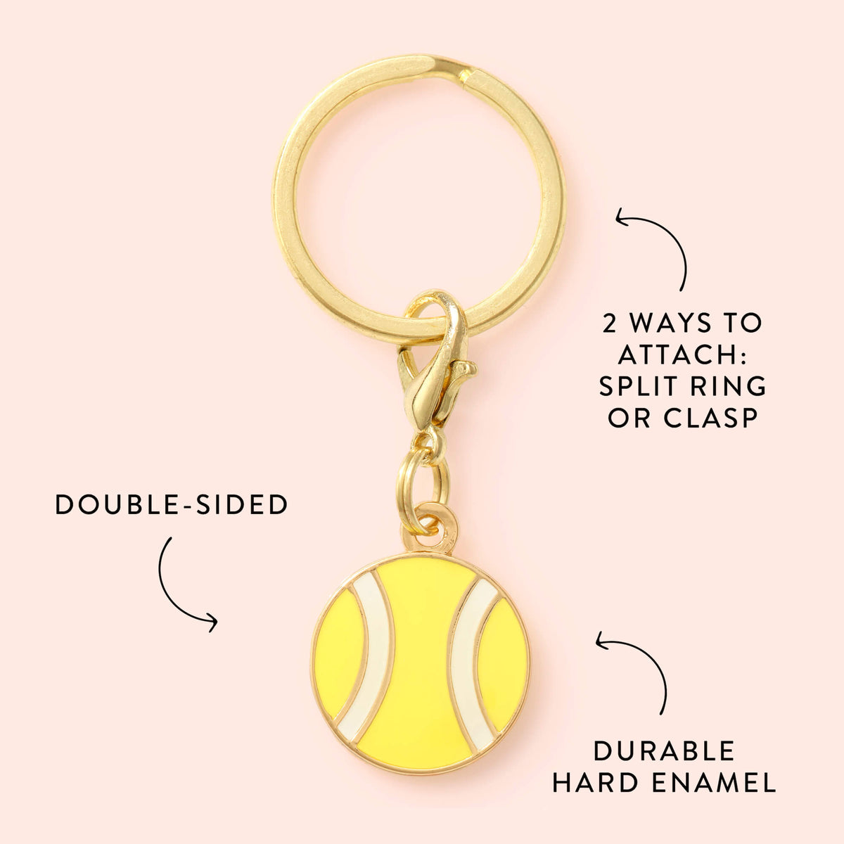 Tennis Ball Dog Collar Charm, Double-Sided Hard Enamel
