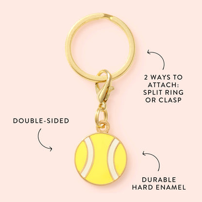 Tennis Ball Dog Collar Charm, Double-Sided Hard Enamel