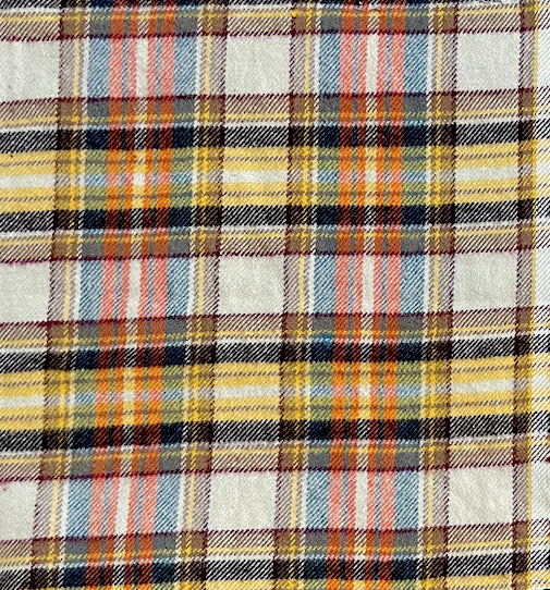 Mustard & Navy Plaid Cotton Flannel Dog Collar with Gold D-Ring