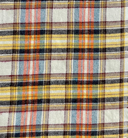 Mustard & Navy Plaid Cotton Flannel Dog Collar with Gold D-Ring