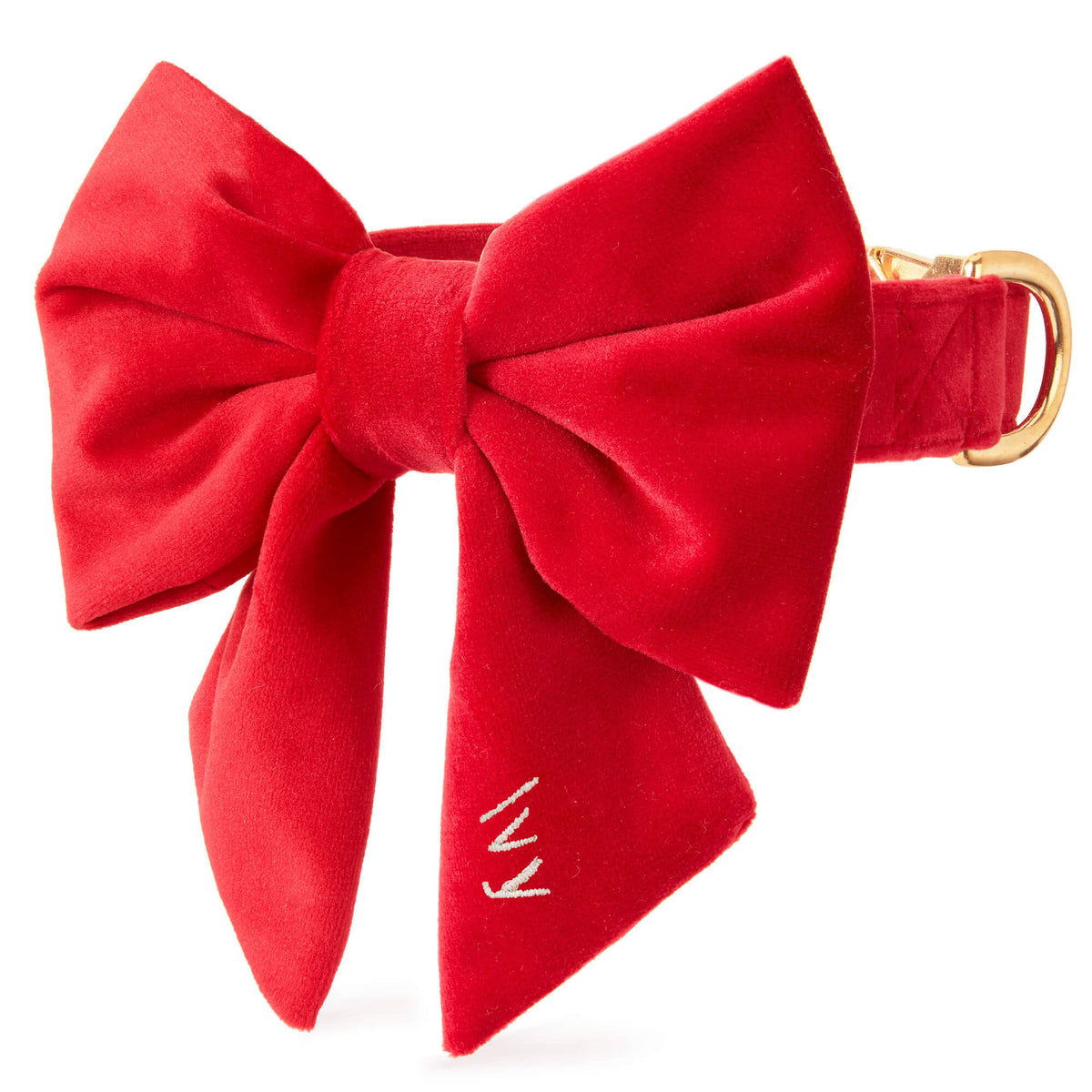 Red Velvet Dog Collar with Removable Lady Bow
