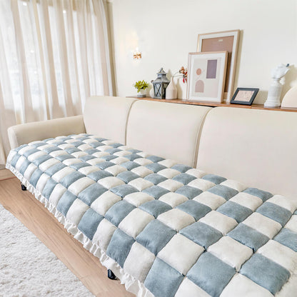 Plaid Chenille Pet Mat and Couch Cover with Non-Slip Back
