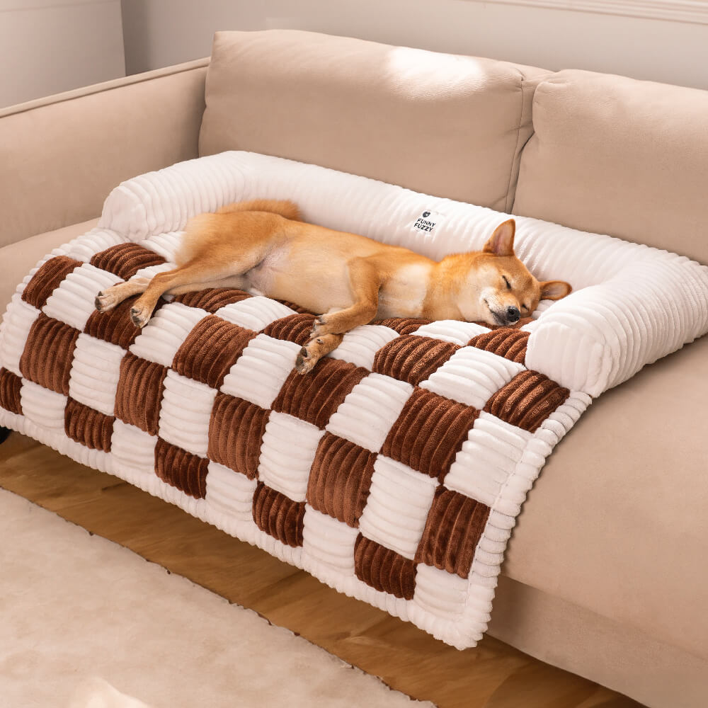 Square Plaid Dog Mat and Furniture Protector, Machine Washable