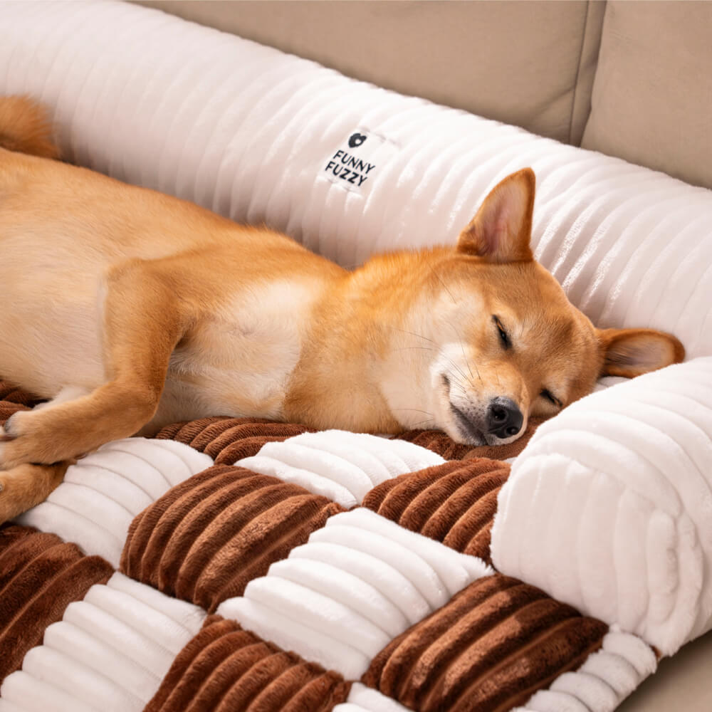 Square Plaid Dog Mat and Furniture Protector, Machine Washable