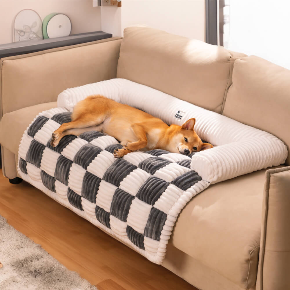 Square Plaid Dog Mat and Furniture Protector, Machine Washable