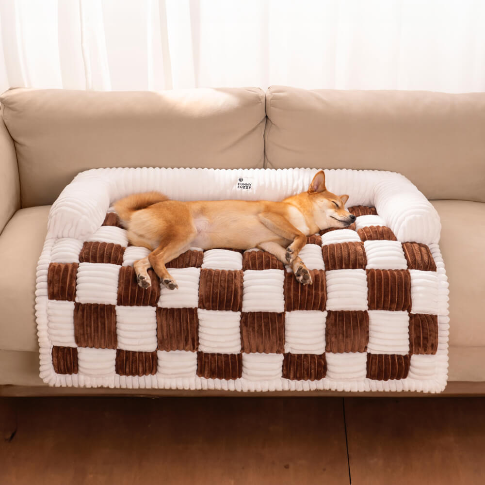 Square Plaid Dog Mat and Furniture Protector, Machine Washable