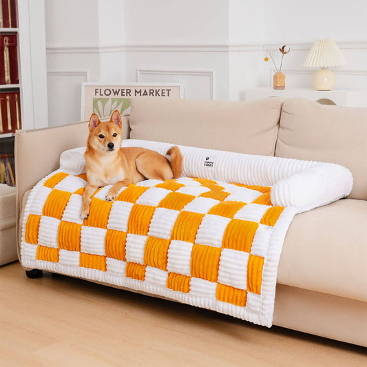 Square Plaid Dog Mat and Furniture Protector, Machine Washable