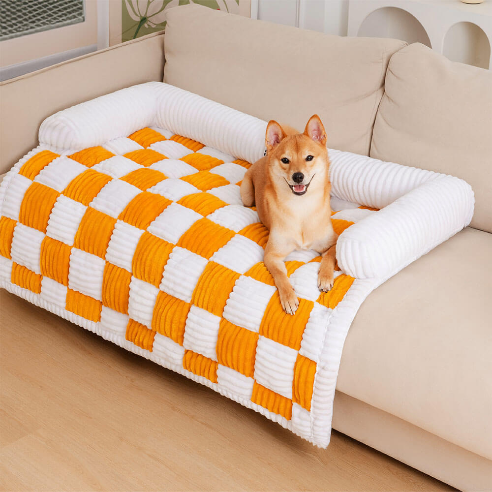 Square Plaid Dog Mat and Furniture Protector, Machine Washable