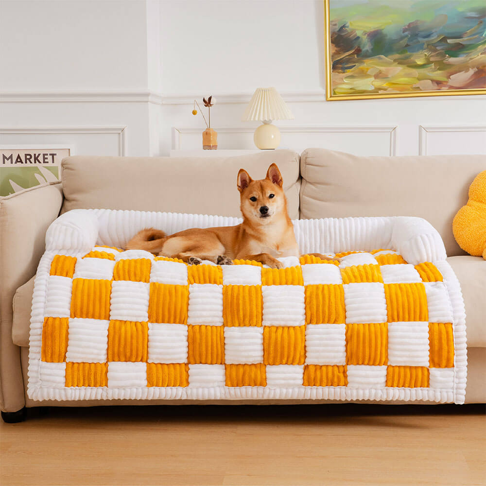 Square Plaid Dog Mat and Furniture Protector, Machine Washable