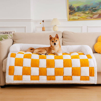 Square Plaid Dog Mat and Furniture Protector, Machine Washable