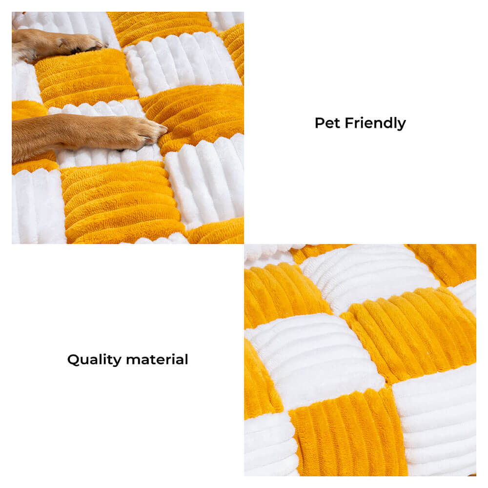 Square Plaid Dog Mat and Furniture Protector, Machine Washable