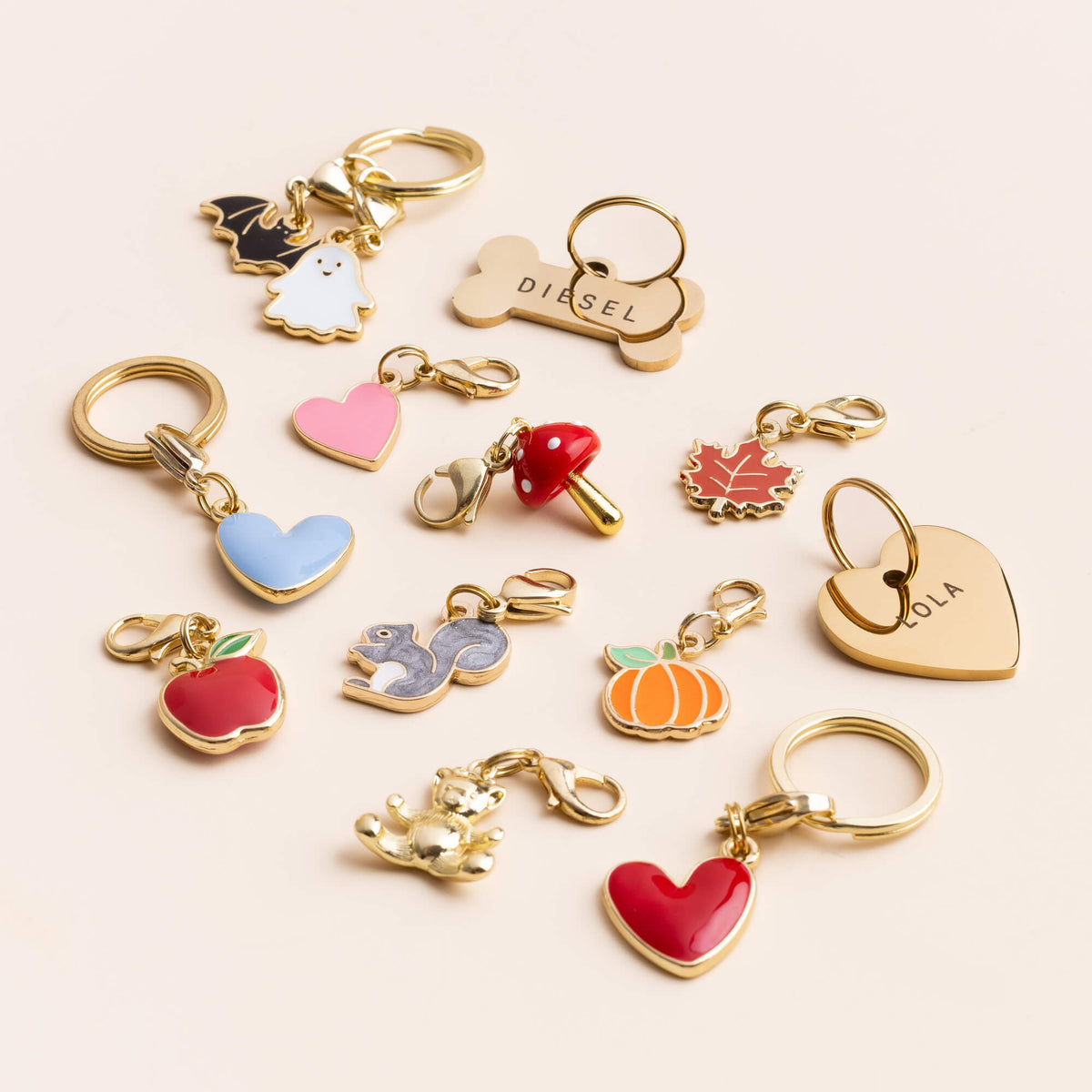 Gray Squirrel Enamel Dog Collar Charm, Double-Sided