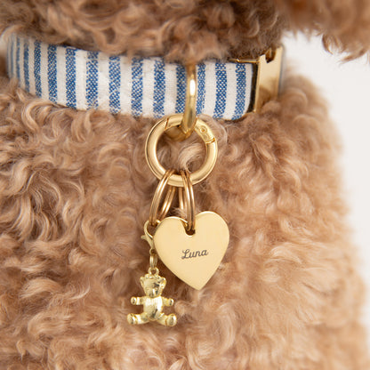 Gold Teddy Bear Collar Charm with Lobster Clasp