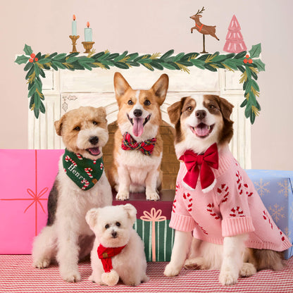 Pink Candy Cane Turtleneck Dog Sweater, Machine Washable