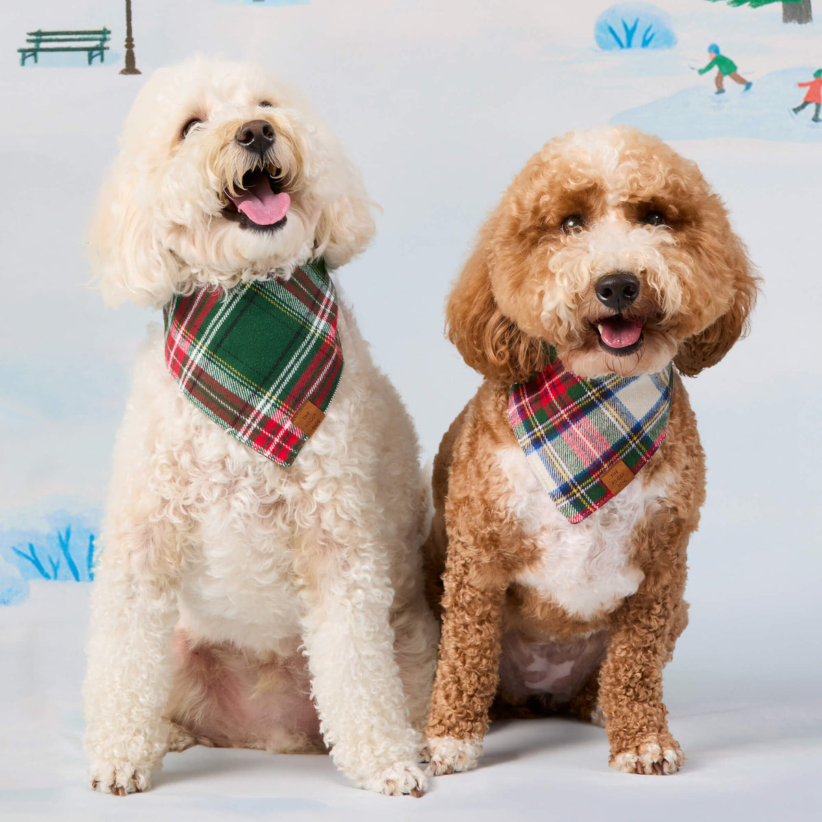 Green & Red Plaid Flannel Dog Bandana, Triangle Tie
