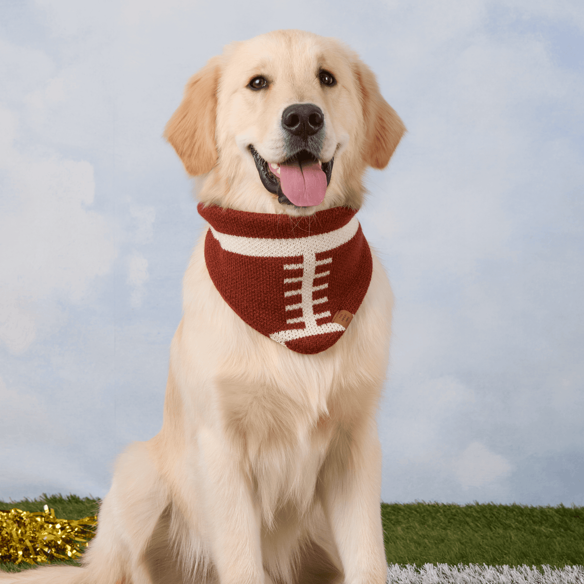 Football Knit Dog Bandana with Snap Closure, Game Day