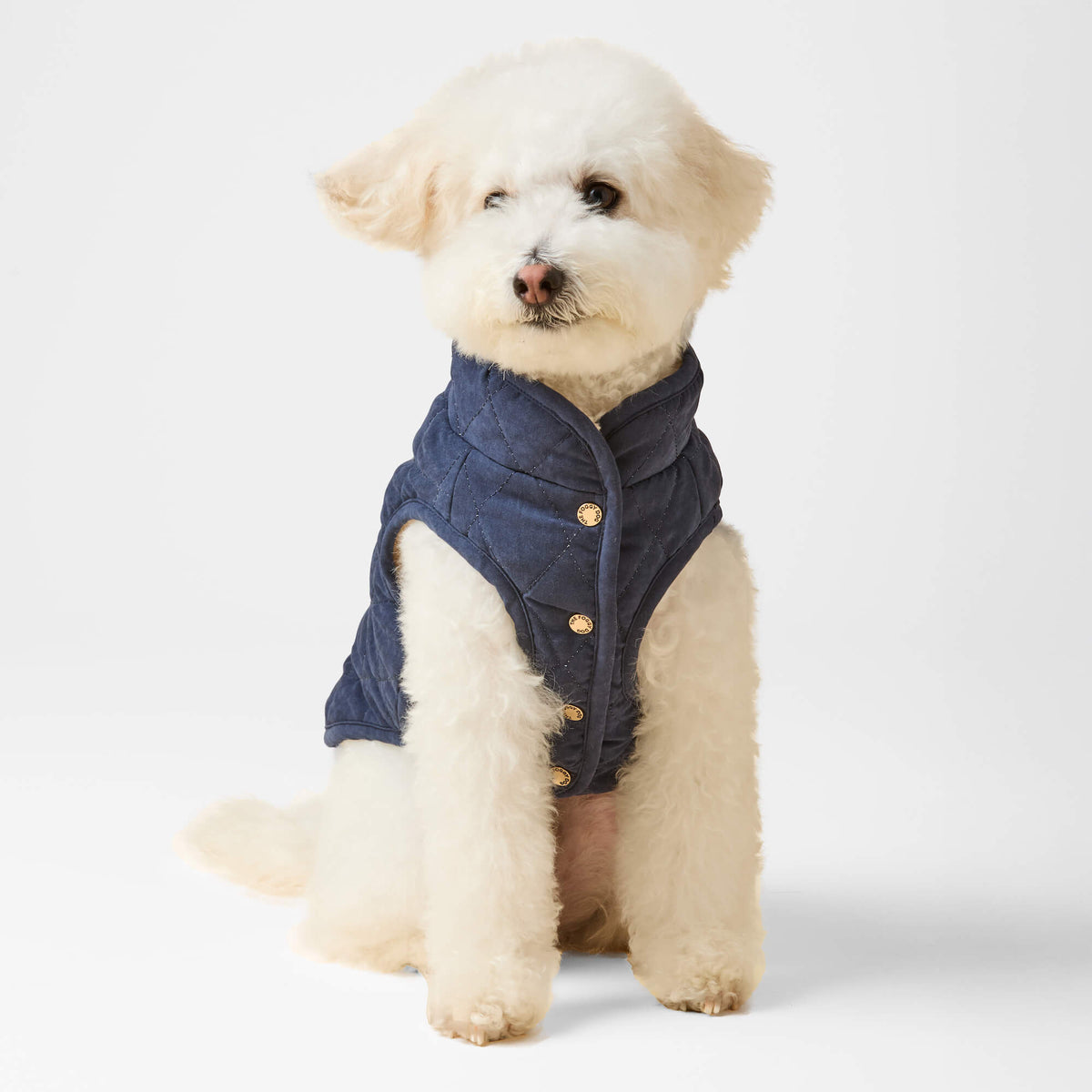 Navy Reversible Sherpa-Lined Quilted Dog Jacket