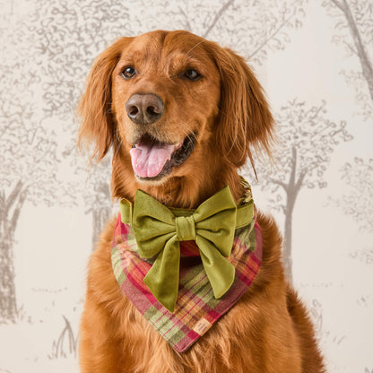 Burgundy & Olive Plaid Flannel Tie-On Dog Bandana