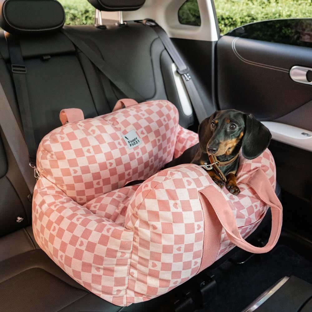Padded Dog Car Seat Bed with Safety Leash and Bolsters