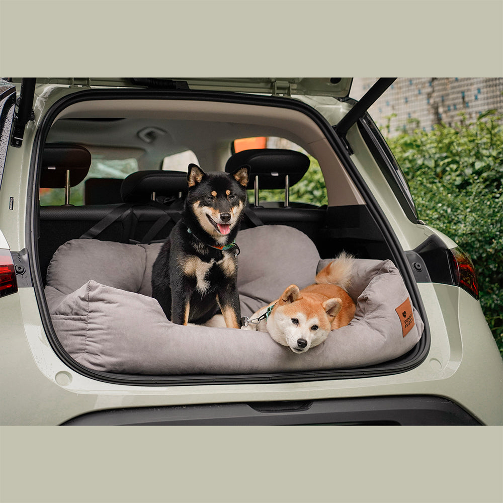 Dog Car Back Seat Bed with Bolsters and Storage Pocket, Medium to Large