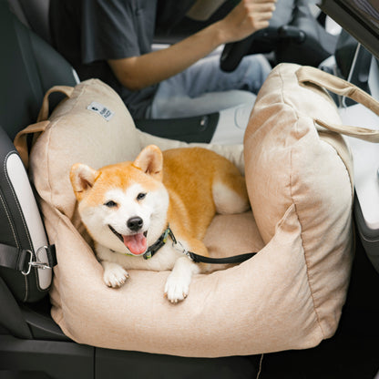 Padded Dog Car Seat Bed with Safety Leash and Bolsters