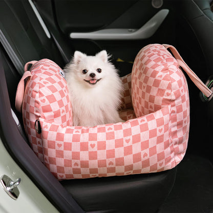 Padded Dog Car Seat Bed with Safety Leash and Bolsters