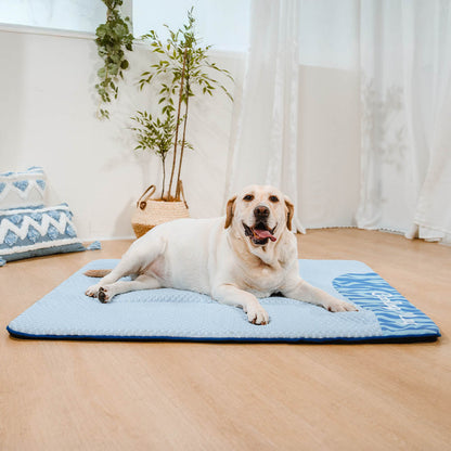 Large Cooling Dog Mat, Washable and Non-Slip, Blue Pink Grey Yellow