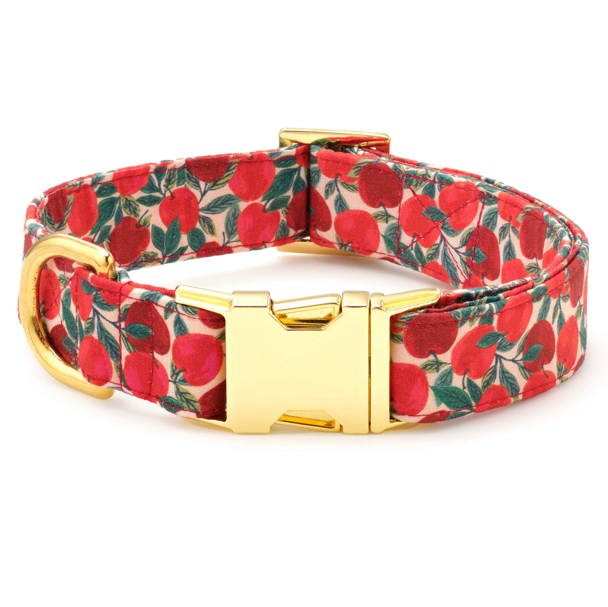 Apple Print Soft Fabric Dog Collar with Metal Hardware