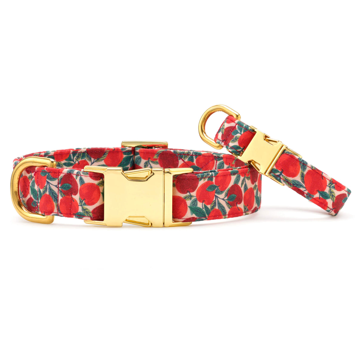 Apple Print Soft Fabric Dog Collar with Metal Hardware