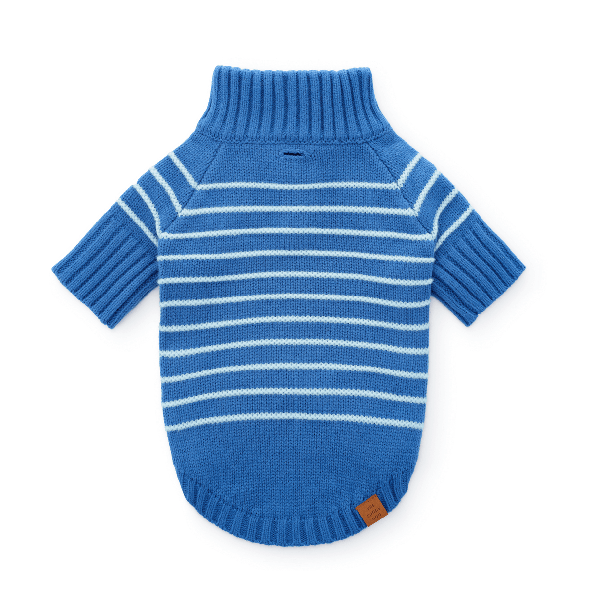 Blue Stripe Quarter-Zip Knit Turtleneck Dog Sweater