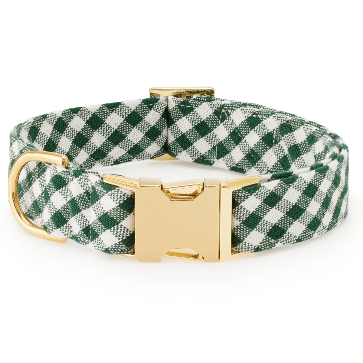 Dark Green Gingham Dog Collar, Sizes XS to Large