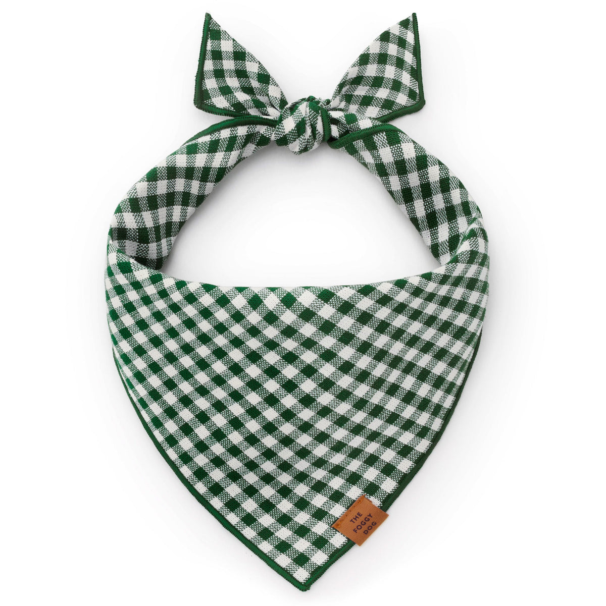 Green Gingham Tie-On Dog Bandana for Dogs