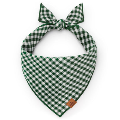 Green Gingham Tie-On Dog Bandana for Dogs