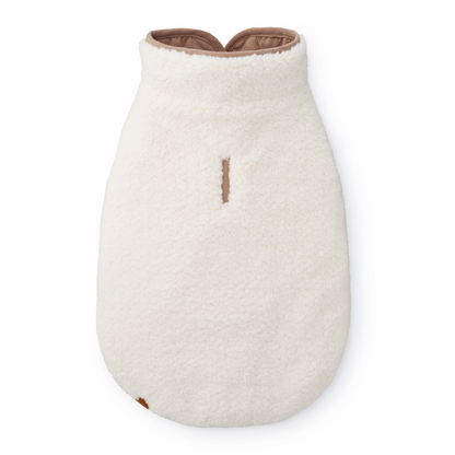 Reversible Sherpa-Lined Quilted Dog Jacket in Tan