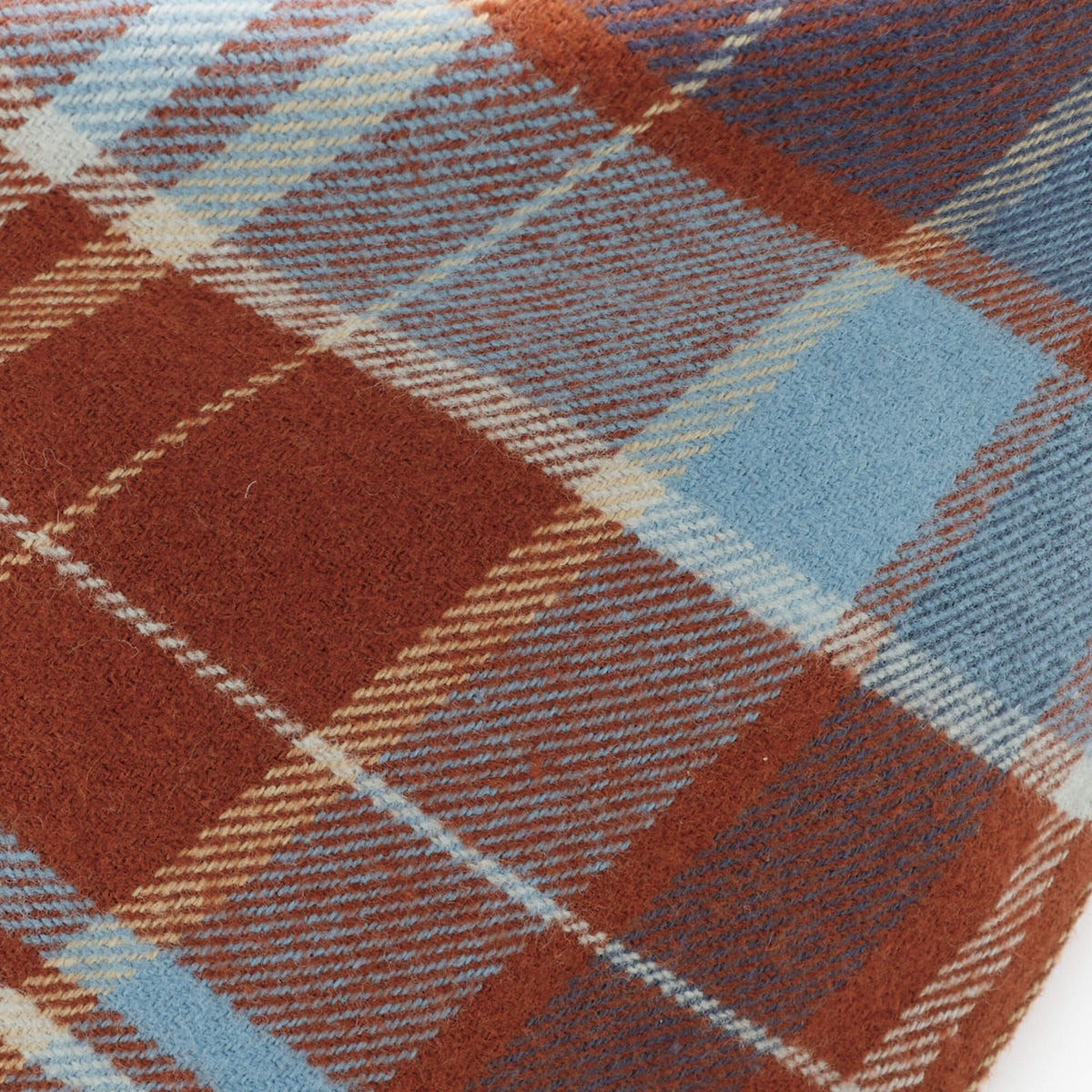 Rust Brown & Blue Plaid Flannel Dog Collar with Cotton Exterior