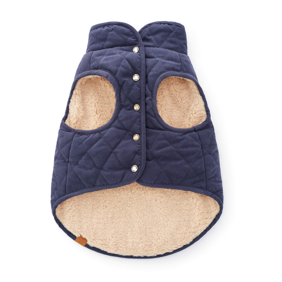 Navy Reversible Sherpa-Lined Quilted Dog Jacket