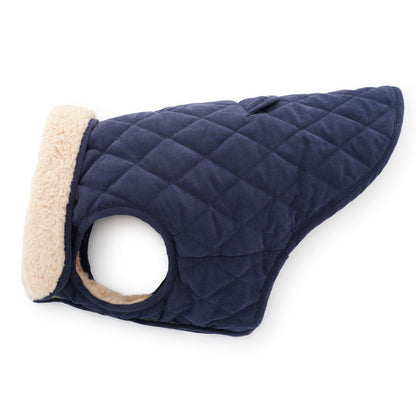 Navy Reversible Sherpa-Lined Quilted Dog Jacket