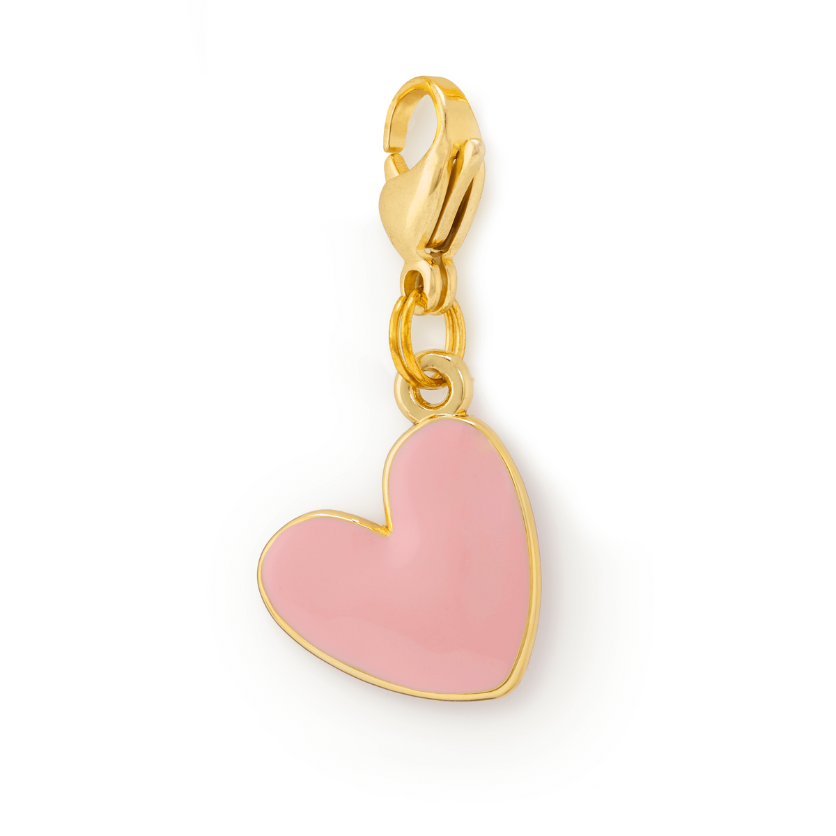 Pink Heart Dog Collar Charm, Gold Plated Stainless Steel