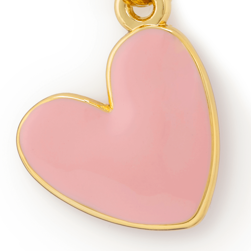 Pink Heart Dog Collar Charm, Gold Plated Stainless Steel